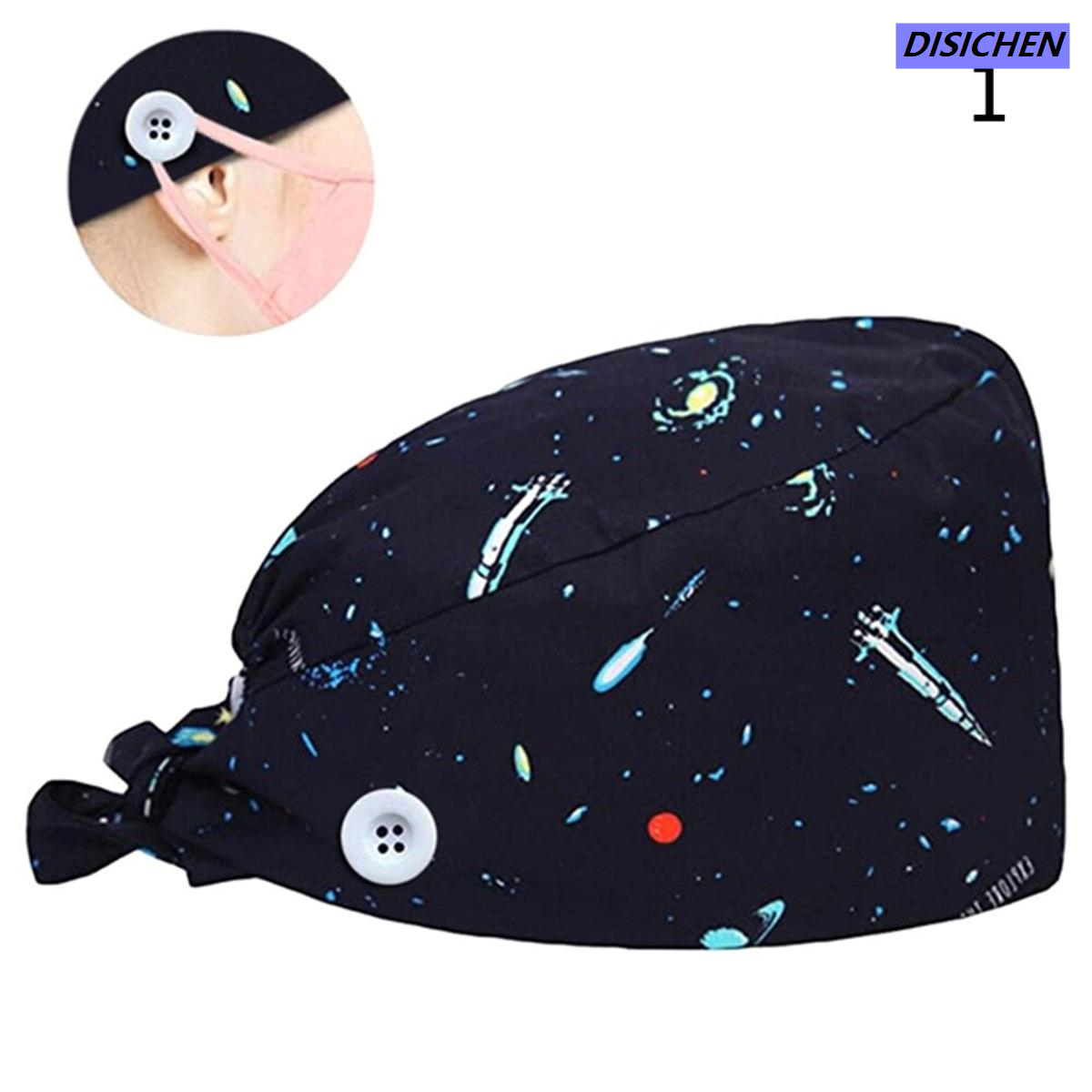 DISICHEN 【Sleek】 1PC Scrub Nurse Hat gorros quirurgicos Floral Cap with Sweatband Nursing Caps Scrub