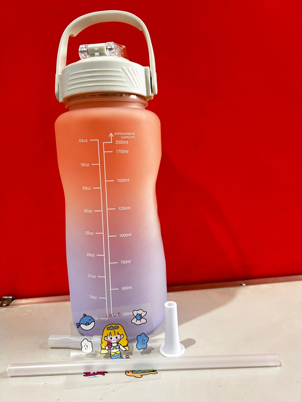 1 Pcs Multi colour Motivational Time Marker Water Bottle For Home Office Gym Hiking Camping etc( 2000 ml)
