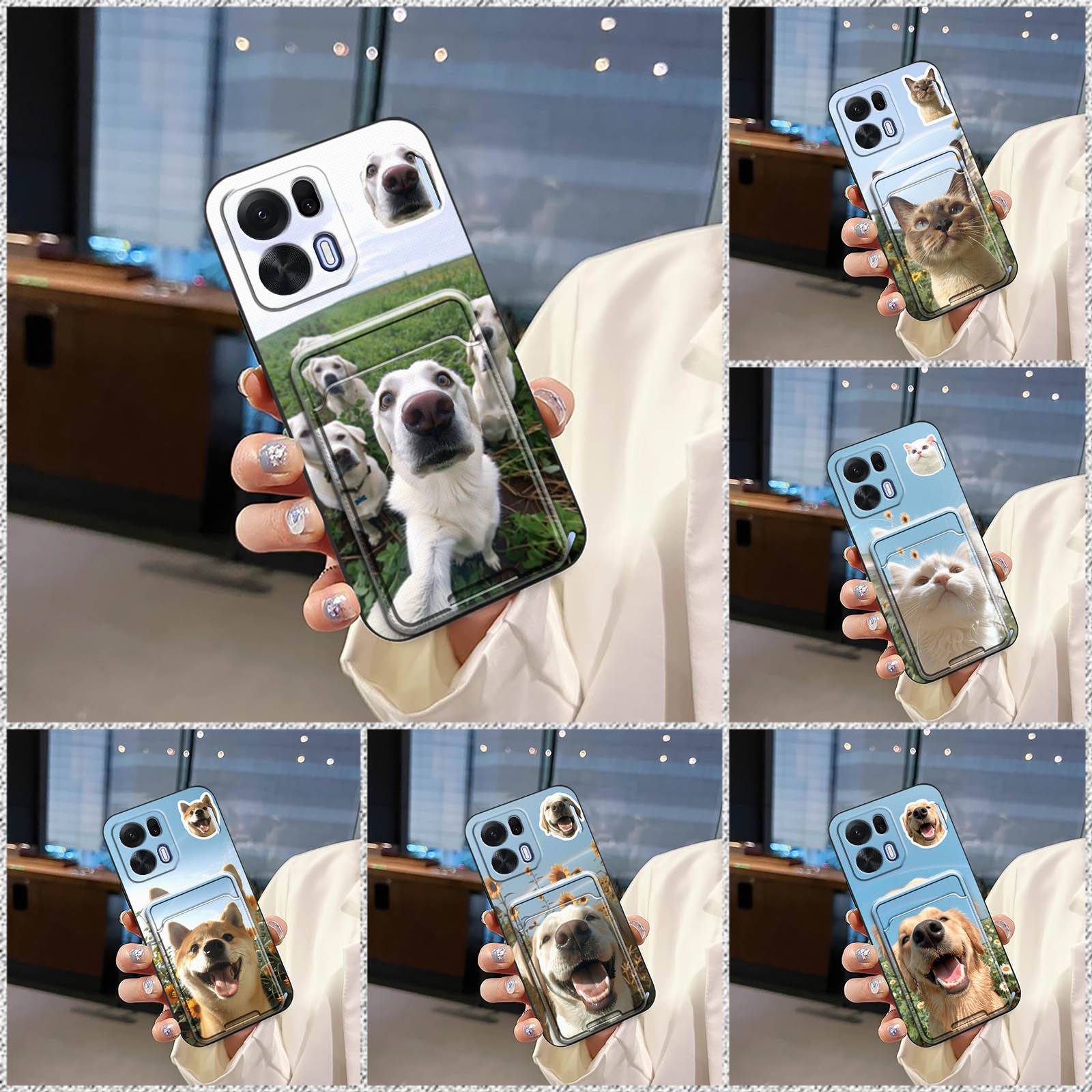 Graffiti Waterproof Phone Case For OPPO K15 Pro+ Silicone Durable TPU Shockproof Card bag Card sleeve Soft case Cat Dog