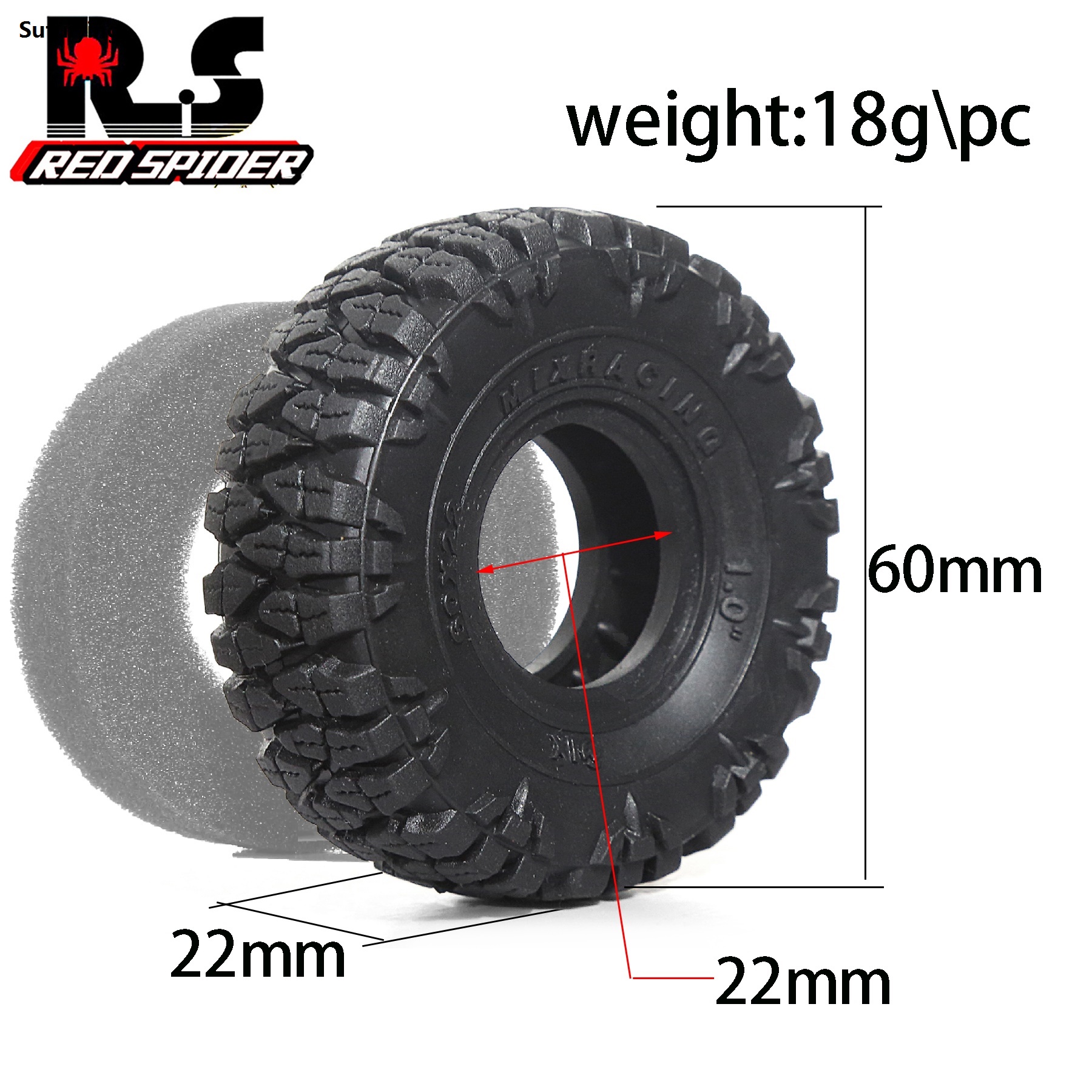Sutuiying 4pcs RC 1.0in Rubber Tires for 1/18 1/24 TRX4M,SCX24,FCX24 High Quality RC Crawler RC Wheels Tires