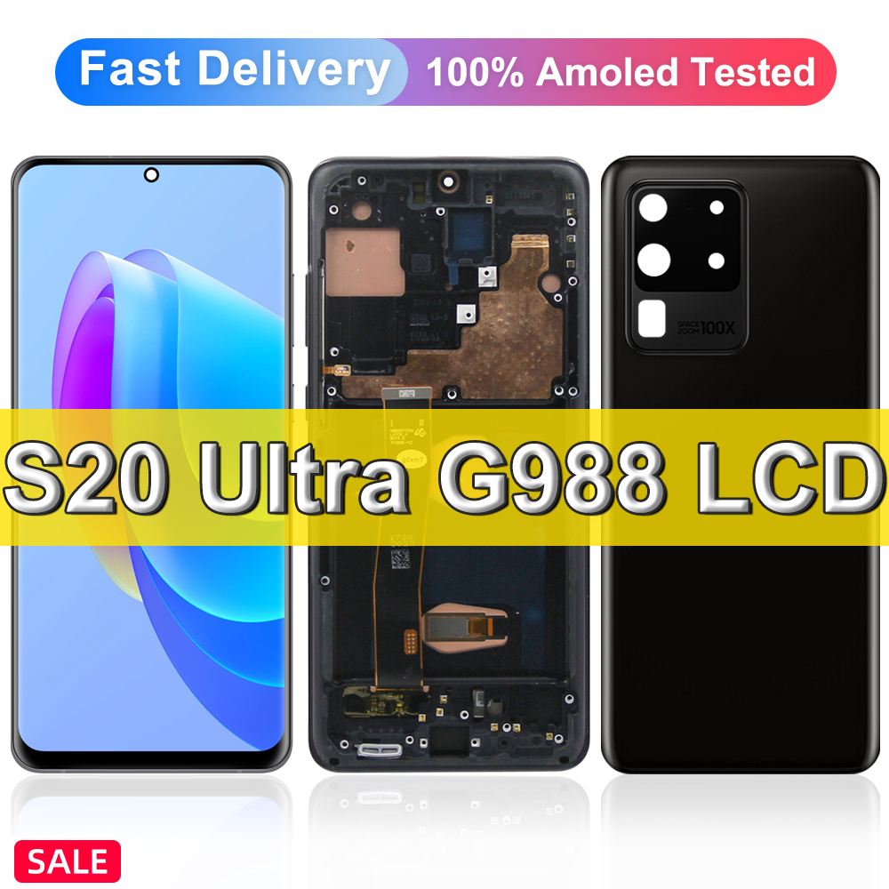 HOT AMOLED S20 Ultra Screen Assembly, for Samsung S20 Ultra 5G G988 G988U Lcd Display Digital Touch Screen with Frame