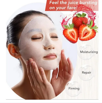 Strawberry Flavor Facial Sheet Face Mask Pack Of 1 Sheet