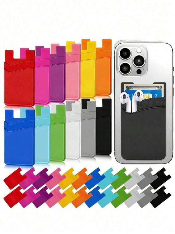 Back 1/2 Credit Sleeves Cell Silicone Adhesive Stick On Case Pocket Holder Most Phones Phone Suction Cover For Women Mini Magsafe Card Wallet