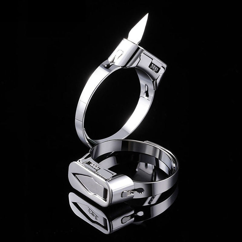 are don't beslow】Fashion personalized stainless steel self-defense ring men's and women's titanium steel ring multi-function cutting ring
