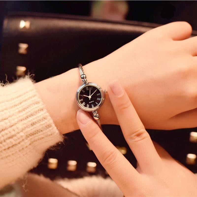 New specials [Women Fashion Small Bangle Bracelet Watches] [Ladies Stainless Steel Mesh Belt Quartz Watch] [Girls Minimalist Casual Watch]