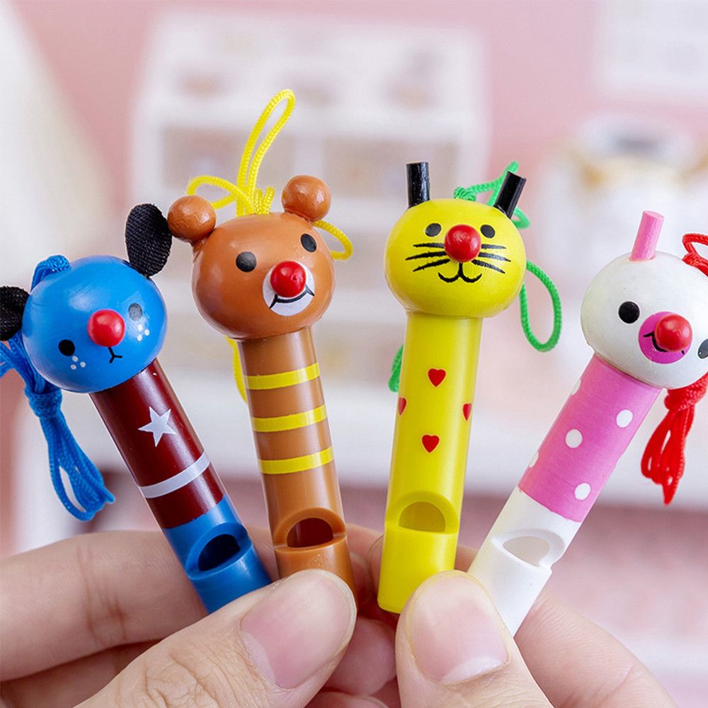 Multicolor Animal Shape Party Favors Decor Wooden Whistles Children Toys Baby Shower Noice Maker Kids Birthday Gifts