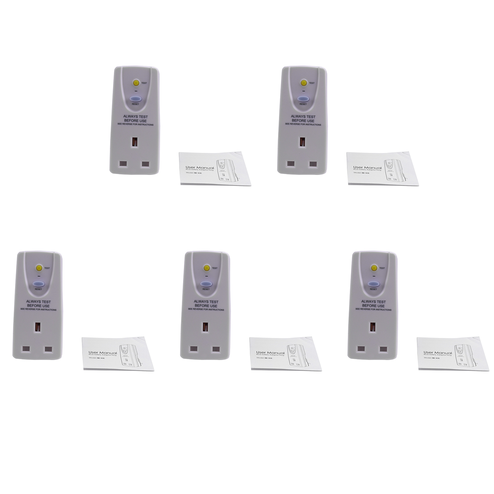 fasdaga 5X Uk Plug 13A Gfci Leakage Protection Plug Rcd Socket Home Circuit Breaker Cutout Switch- Uk Plug