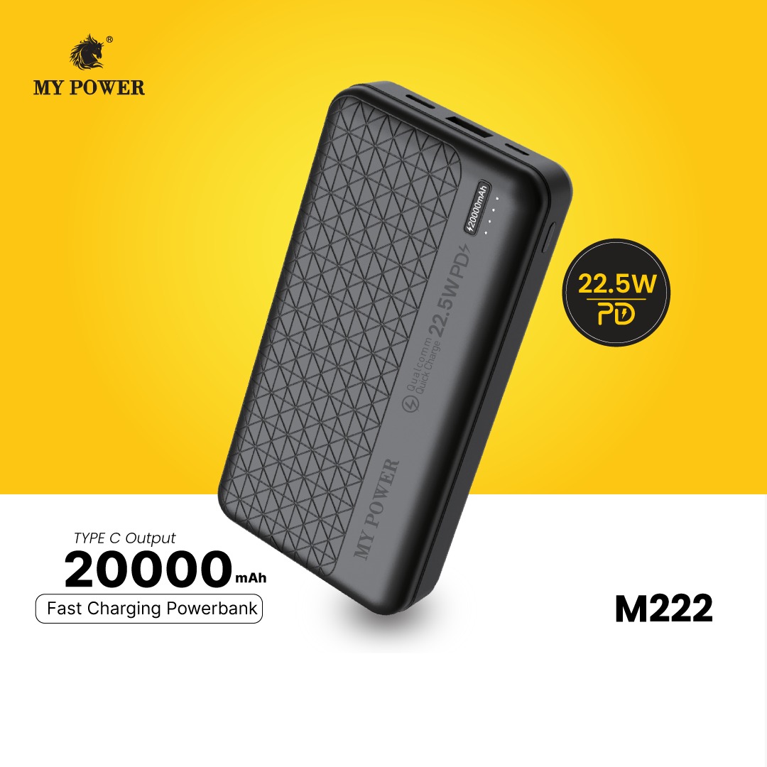 Mypower 20000mah Fast charging Powerbank |PD FastCharging Power bank | Q.C 3.0 22.5Watt with USB C Quick Charge 3.0 M222