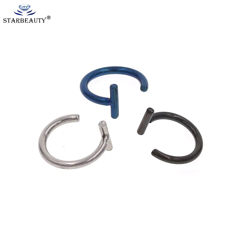 HOT 2Pcs/Lot 14G 1.6x8/10mm nose rings stud Surgical Stainless Steel Dark Blue Anti-allergy Body Jewellry Women'Fashion Punk Gift