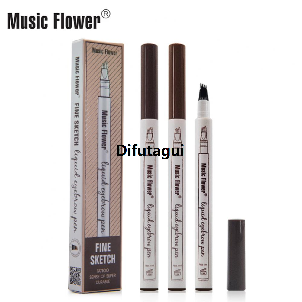 Difutagui High Quality 1~10PCS Music Flower 4 colors microblading eyebrow tattoo Profesional pen Tint Natural Long Lasting Waterproof Brown Fork tip Eyebrow Pencil