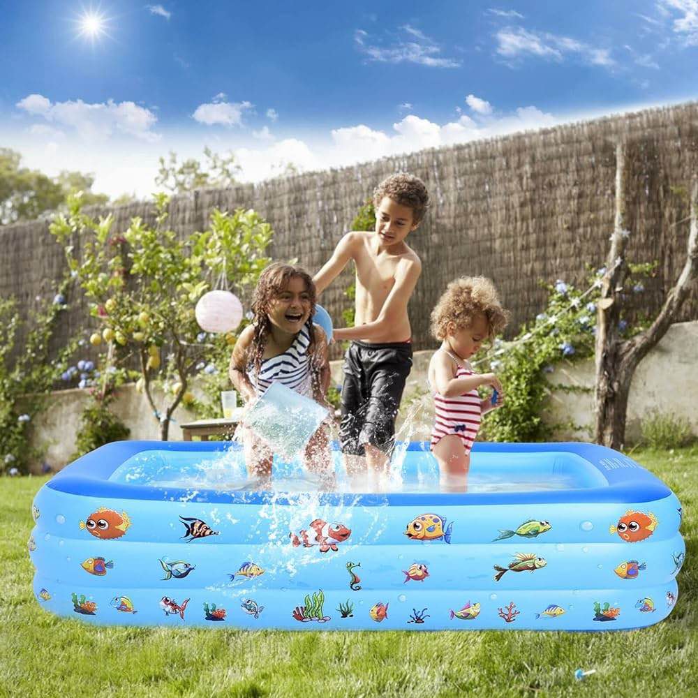 Inflatable Swimming Pool (130cm/75/56h)Kiddie Pool Durable Thickened Ocean World Design for Kids