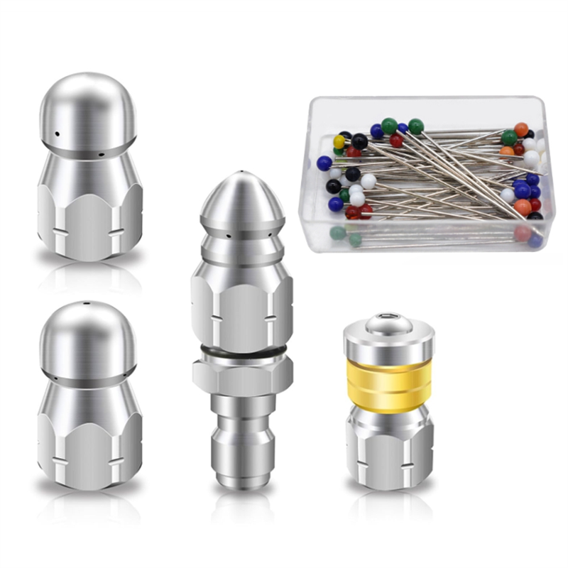 6PCS Stainless Steel Sewer Jetter 1/4 Inch NPT for Pressure Washer, Drain Sewer Cleaning Tool