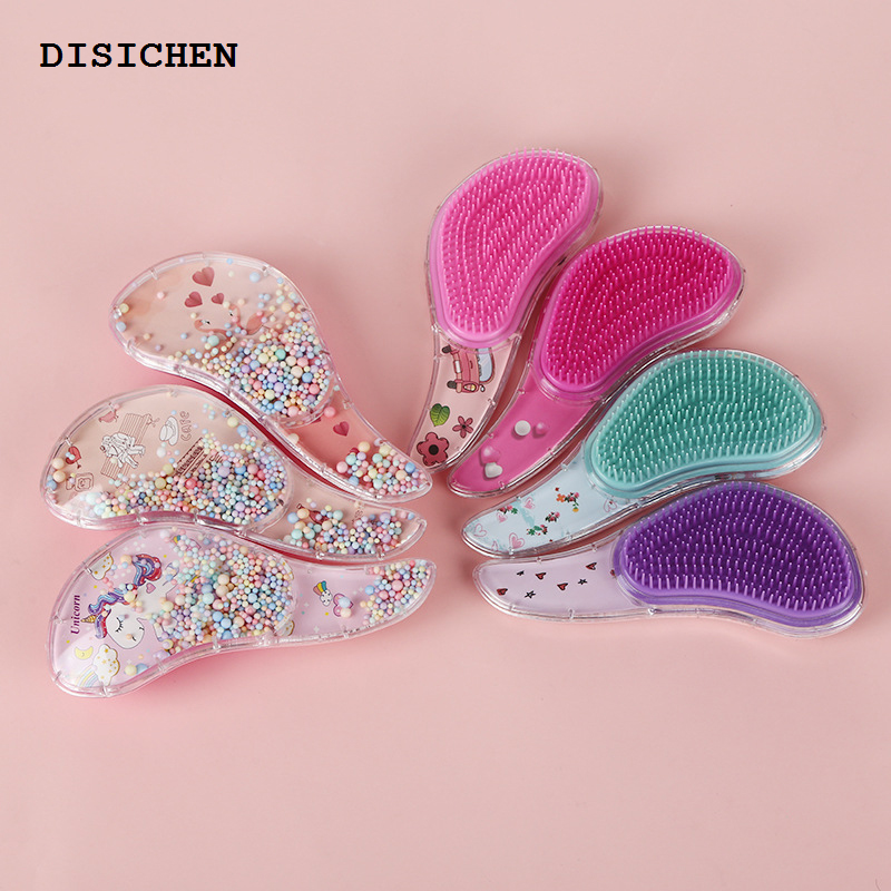 DISICHEN Portable Girls Kids Cartoon Unicorn Anti-knot Hair Comb Anti-static Hair Brush Small Hairdressing Comb Women's Hairdressing Products 2023