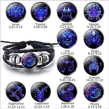 12 Constellation Zodiac Sign Charm Luminous Bracelets Men Women Vintage Multilayer Wrap Leather Bracelet & Bangle Birthday Gift