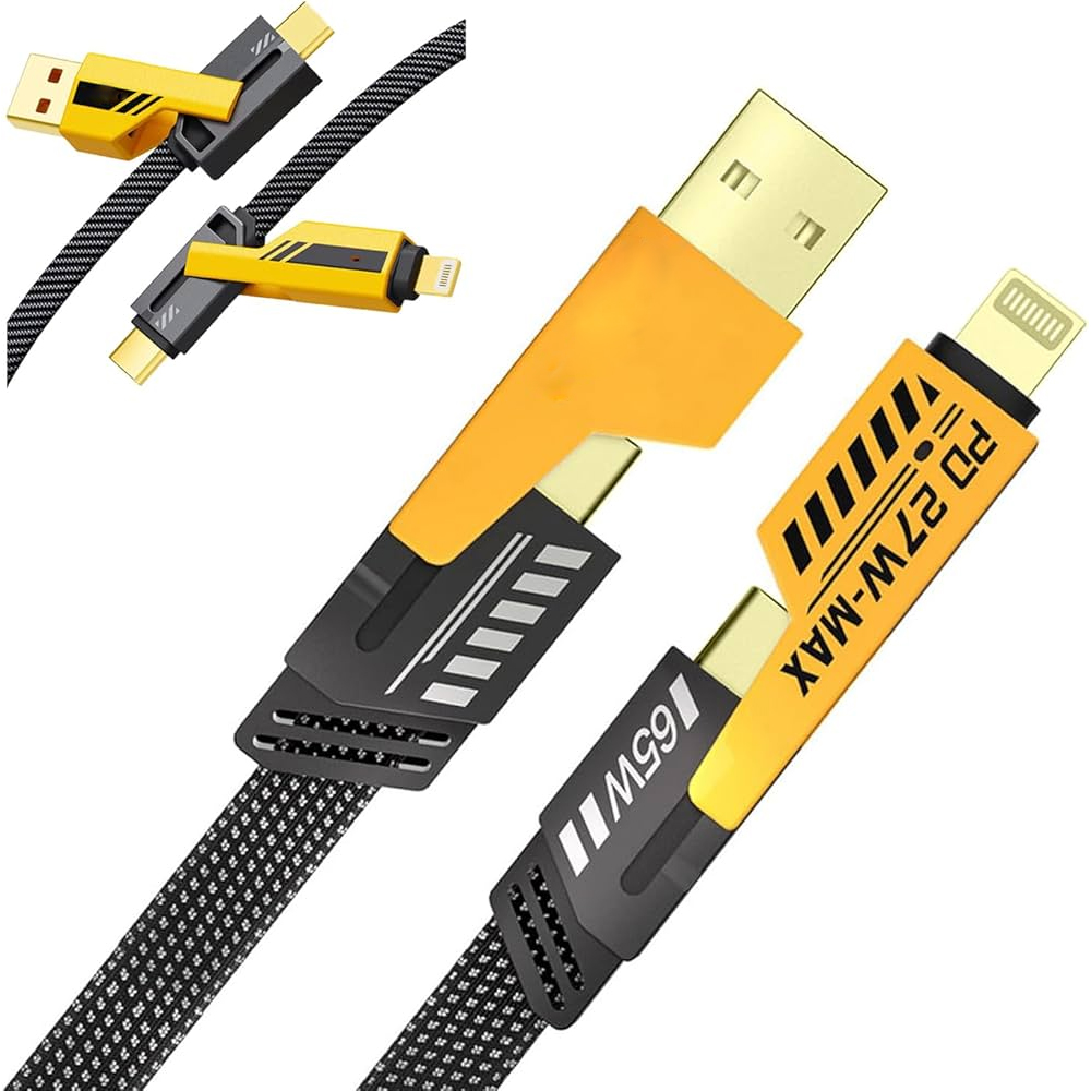 • Type C to Type C Cable, Flat Braided 4 in 1, PD60W Fast Charging & Data, USB C