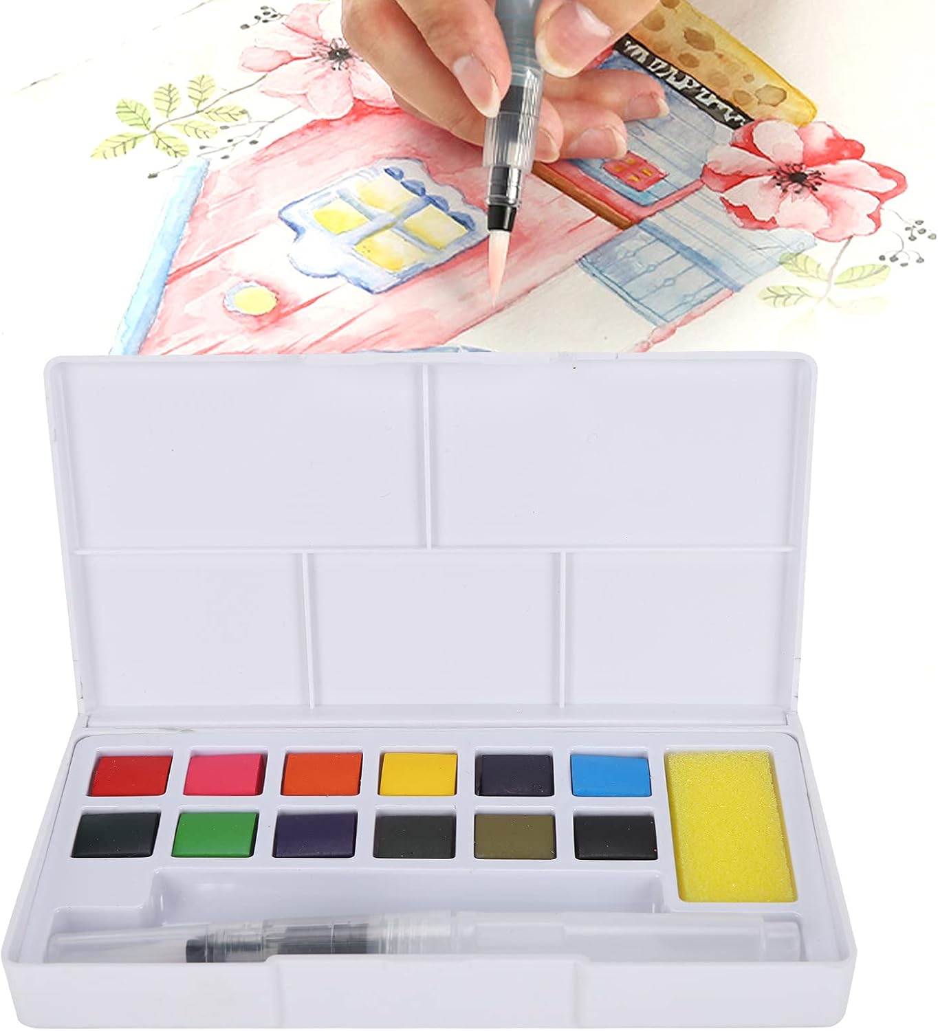 Watercolour Palette, Durable, Easy to Store, Watercolour Paint, Mineral Pigment, Press with Plastic Box for Sketching for Colouring
