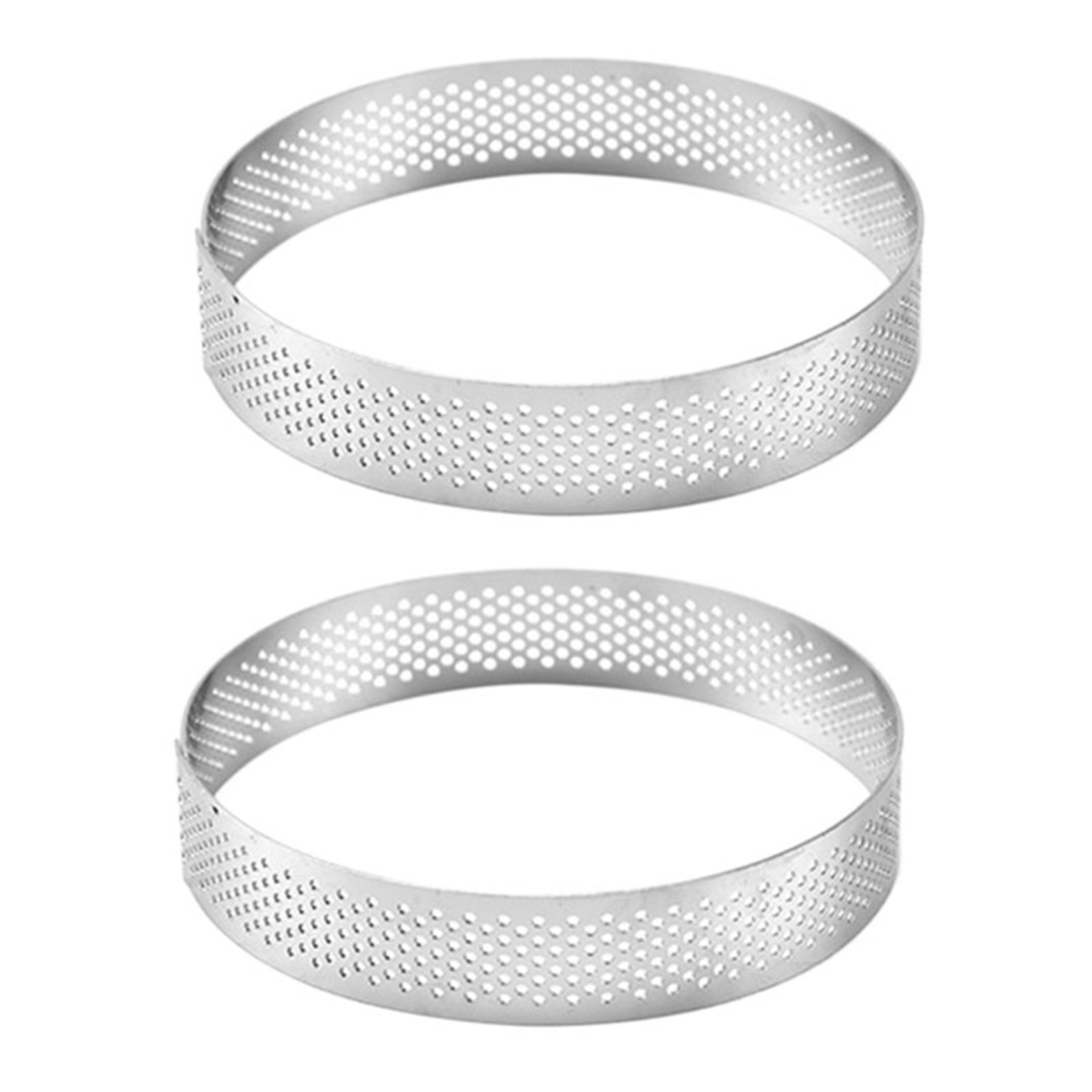 NAMUNY 2X Round Stainless Steel Cake Hole Molds Mousse Cake Tart Ring Pizza Dessert DIY Decor Mould Kitchen Baking Tool 20cm