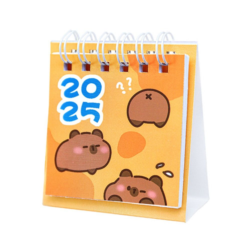 Cute Cartoon Capybara 2025 Calendar Standing Flip Mini Desktop Calendar Monthly Plan Home
