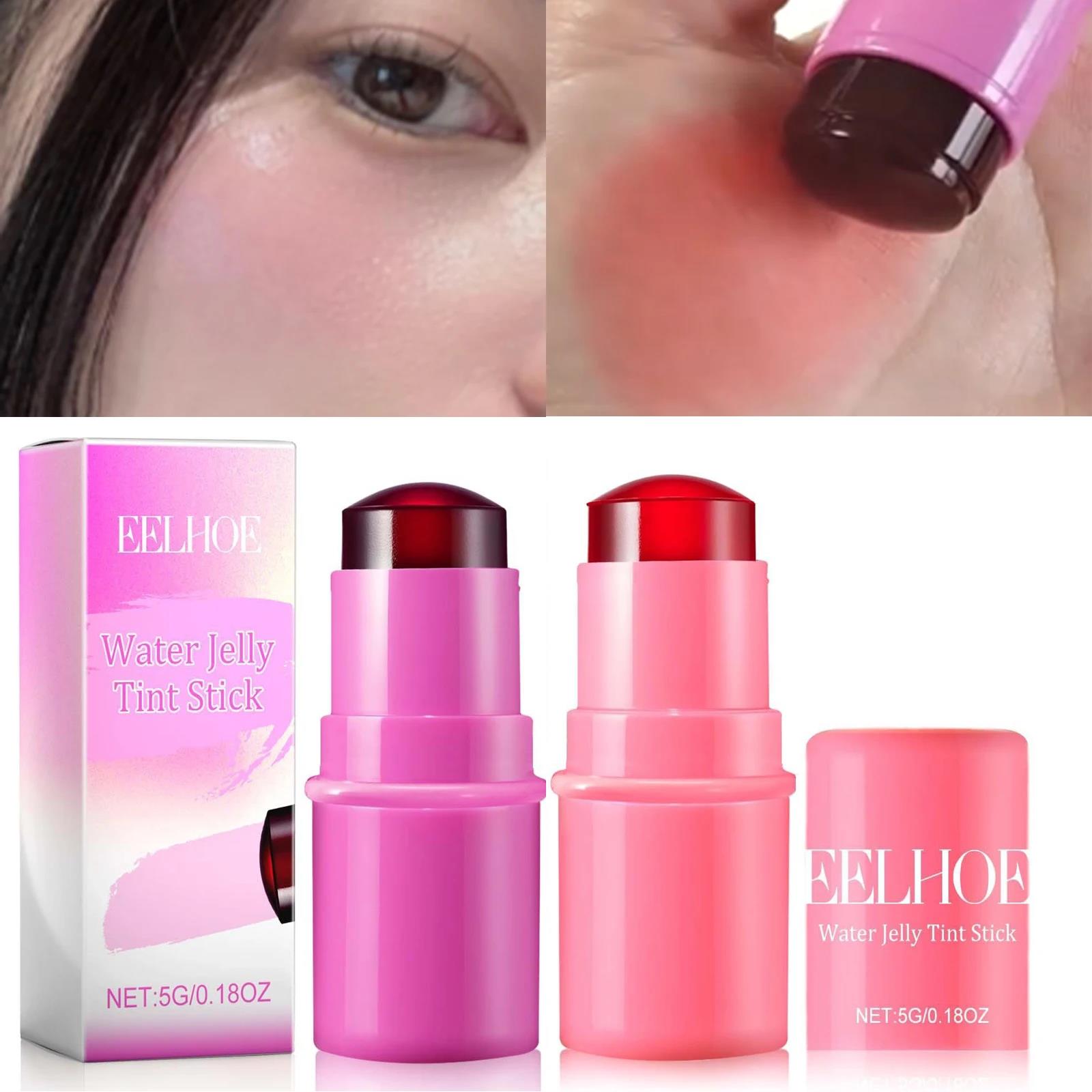 Yuanyan Jelly Texture Blush Stick Aloe Moisturizing Lip Cheek Stain 3-in-1 Face Contour Rouge Makeup Brighten Peach Pink Coral Tinted