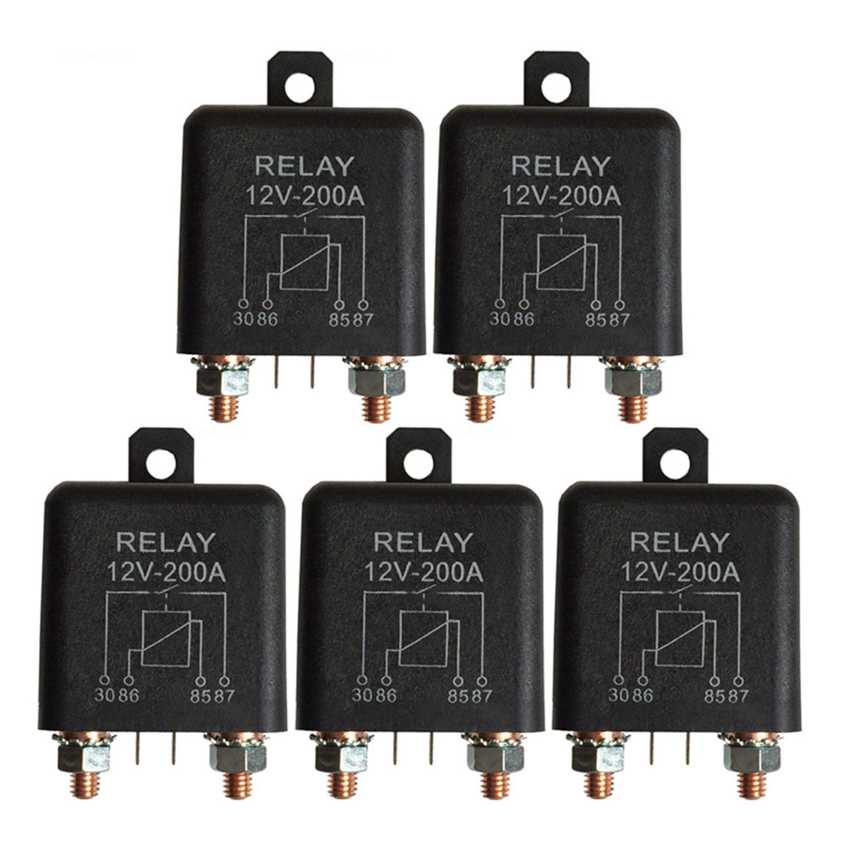 fasdaga 5X 12V 200A Normally Open 4 Pin Relay - Heavy Duty Automotive Marine Split Charge