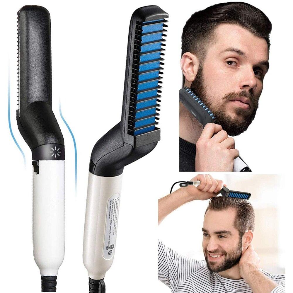 Electric Beard/hair Straightener Brush Comb, Hot Tools Hair Flat Curling Iron, Fast Shaping For Beard Grooming And Hair Styling For Men