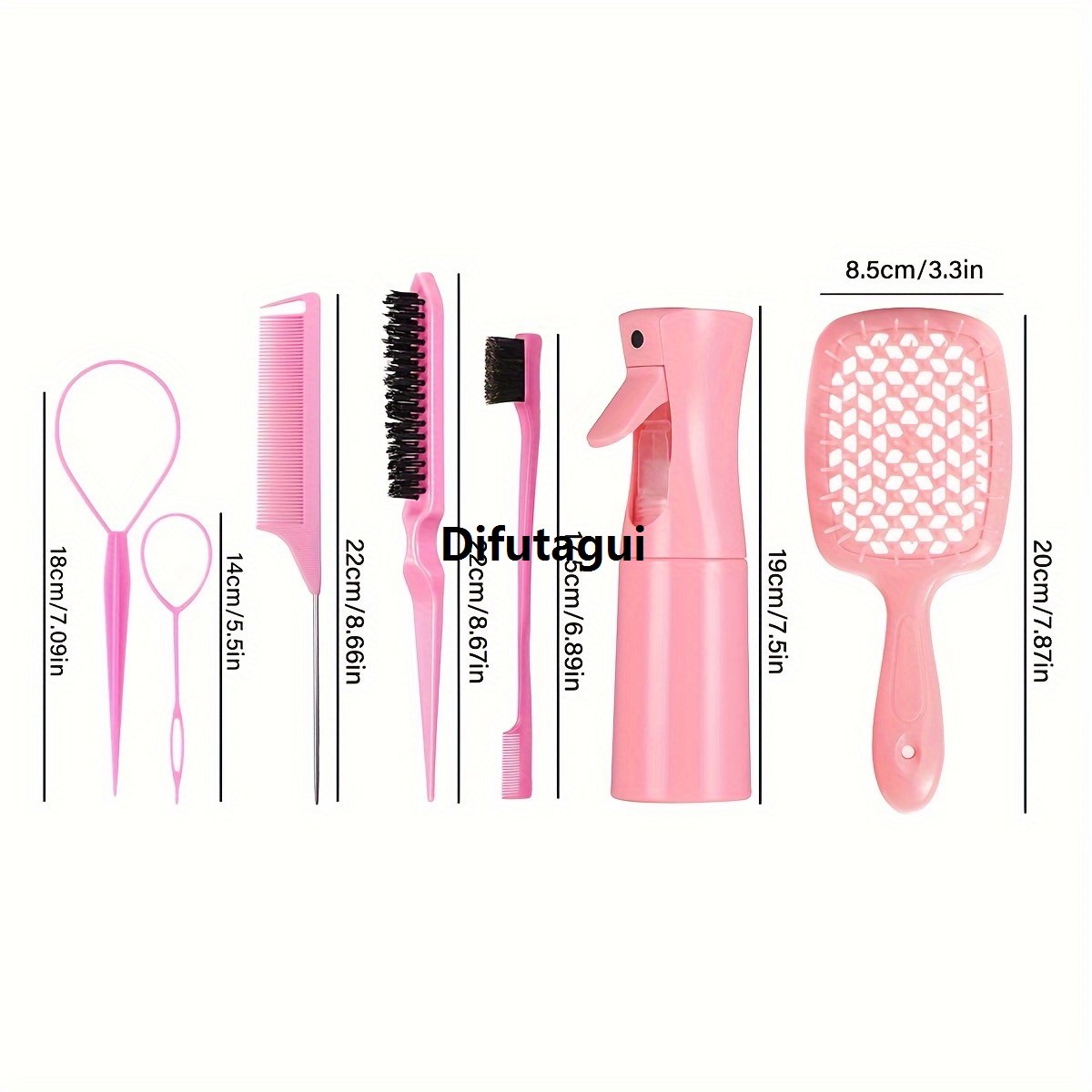 Difutagui Salon massager scalp, double-sided bristles, unknotting pieces set 7 hair 2025 New types all suitable hair styling sets－including brushes, side brushes,