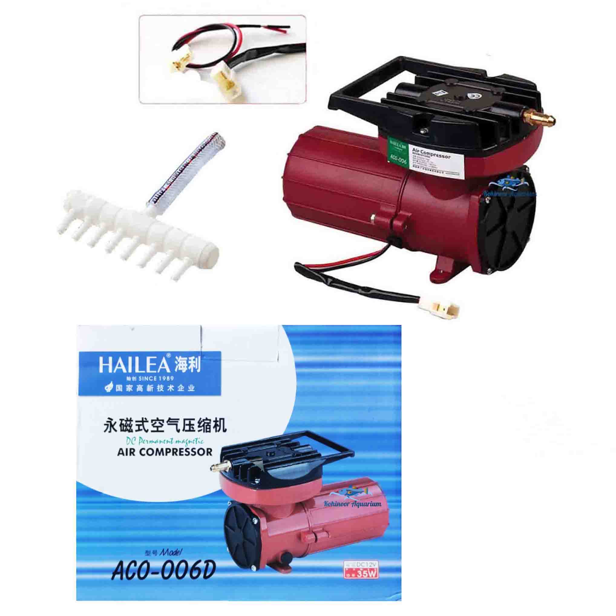 HAILEA 35 Watt DC 12V Battery Operated Permanent Magnetic Air Compressor Pump Oxygen Air Pump Fish ACO-006D