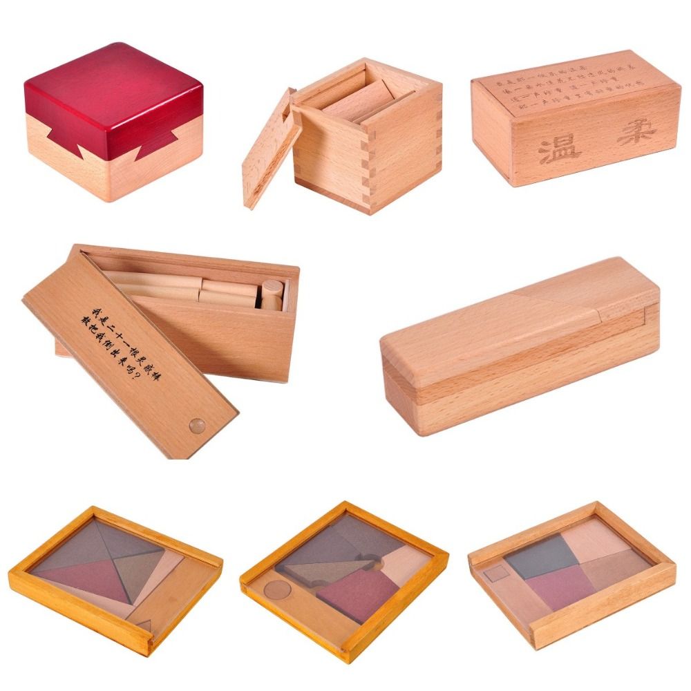 Interactive Game Unlock Wooden Brain Teaser Puzzle Opening Puzzle Box Luban Lock IQ Puzzle Mind Brain Teaser 3D Brain Teaser 3D Wooden Puzzles Family Playing