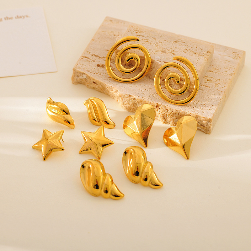 【New Arrivals】Love Ins Fashion Light Luxury 18K Gold Titanium Steel Necklace Women's Color-free suit Earrings Jewelry