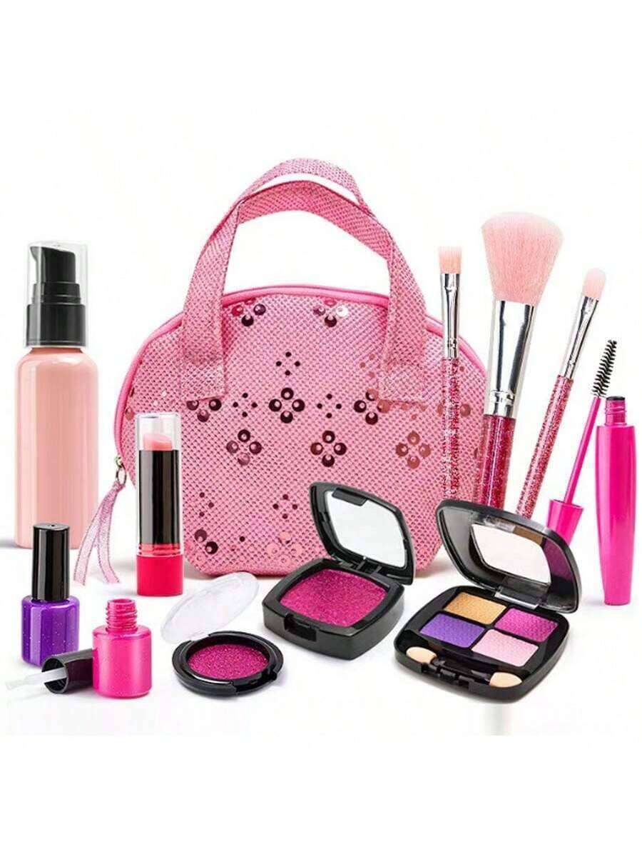 New Toy For Girls, Children Pretend Play Cosmetic Box Makeup Model Set (Random Foundation Color)