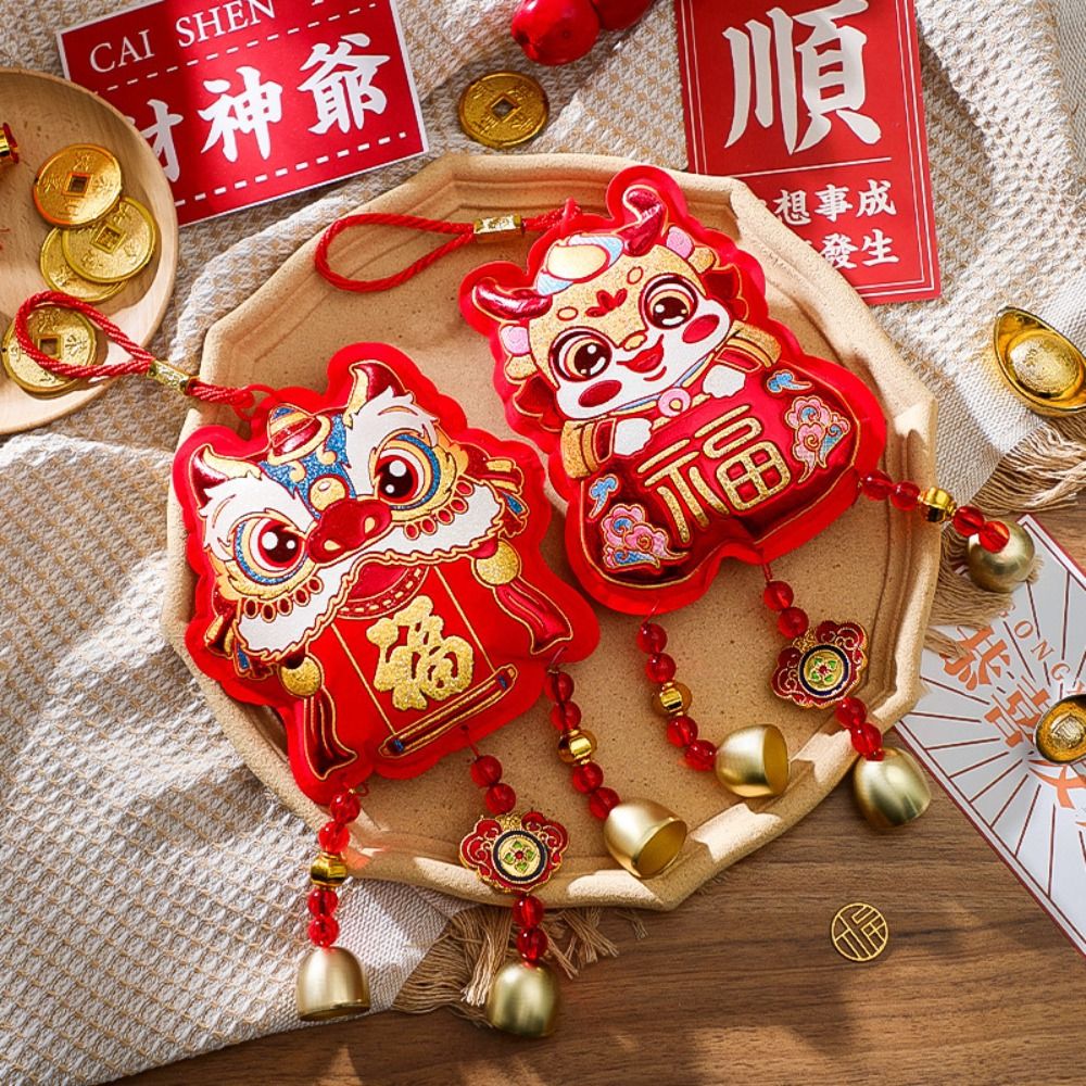 Portable Chinese New Year Decorations Happy New Year Year of the Snake Pendant Festive Blessing Wind Chime With Bell Car Pendant