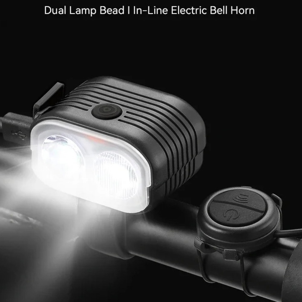 DIY 120db Bicycle Headlight with Horn with Warning Sound Riding Safety Loud Bike Bell Cycling Equipment for MTB