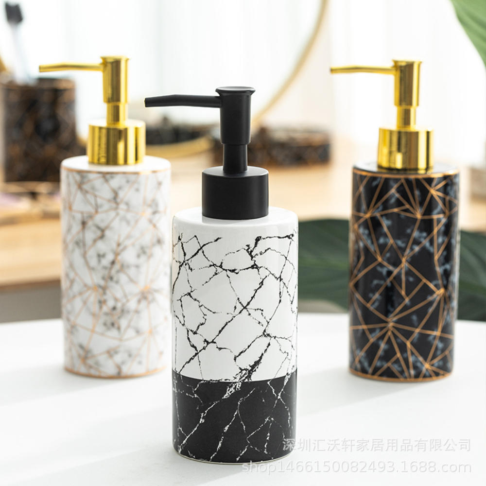 Stylish Dispenser Bottle Minimalist White Black Shampoo Container Ceramic Shower Bottle for Bathroom Kitchen Hotel Office Home