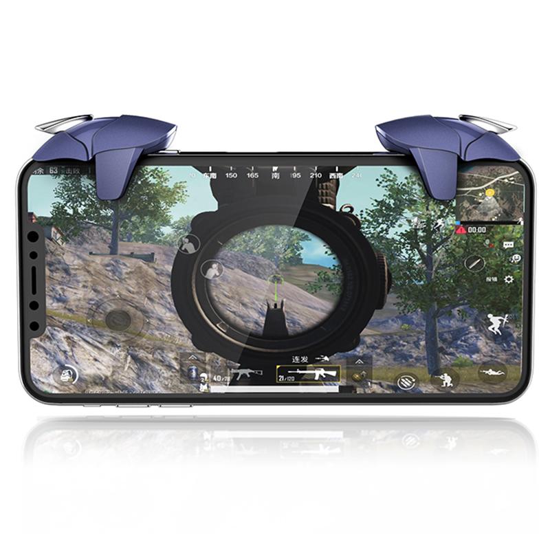 Metal blue shark Mobile PUBG joystick controller fire key trigger for iPhone and Android