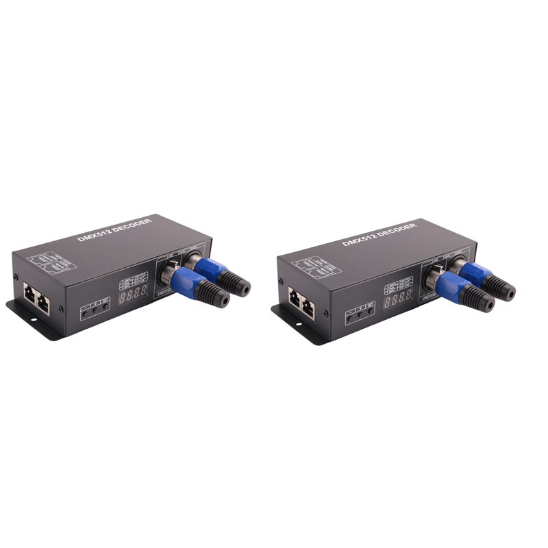 fasdaga 2X 512 Digital Decoder,Dimming Driver Dmx512 Controller for LED Rgbw Tape Strip Light Rj45 Connection Dc12-24V 20A
