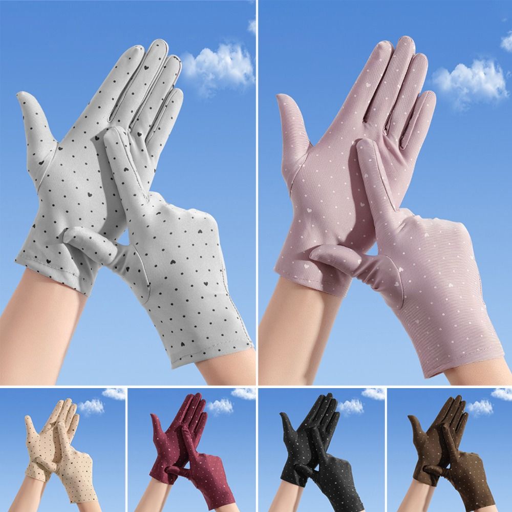 Fashion Thin Sunscreen Gloves Ice Silk Cool Feel Sun Protection Gloves Short Style Anti-UV Mittens Outdoor