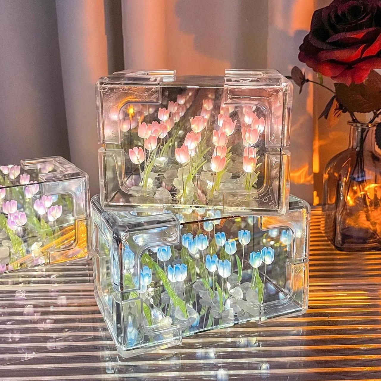 Diy Tulip Flower Sea Cube Three-Dimensional Small Night Lamp Material Package for Girlfriend Couple Girlfriends