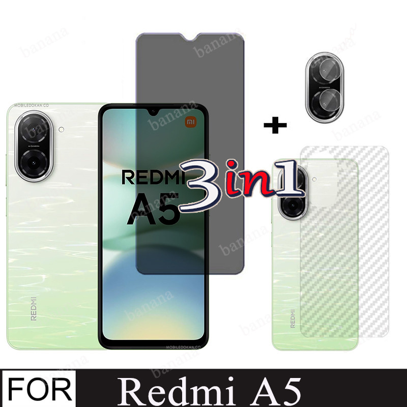 3in1 Redmi A5 กระจกนิรภัย Redmi A4 A3 A3Pro 14C Anti Spy ความเป็นส่วนตัวเต็มรูปแบบป้องกันหน้าจอและฟิล์มเลนส์