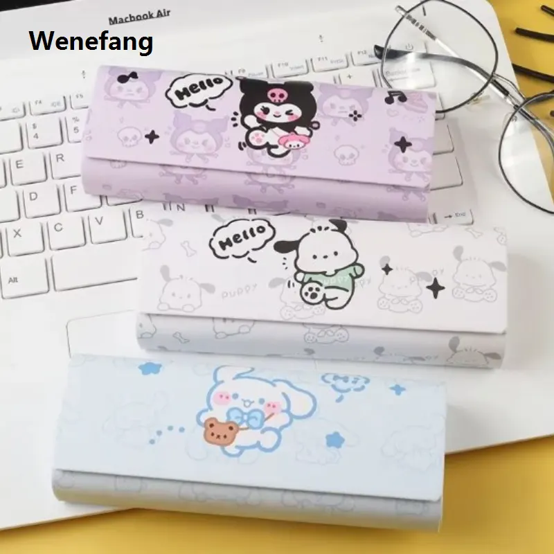 Wenefang Sanrio Hello Kitty Cinnamoroll Kuromi Glasses Case Myopia Glasses Bargain price Storage Box Anime Kawaii Cute Creative Travel Portable Girls