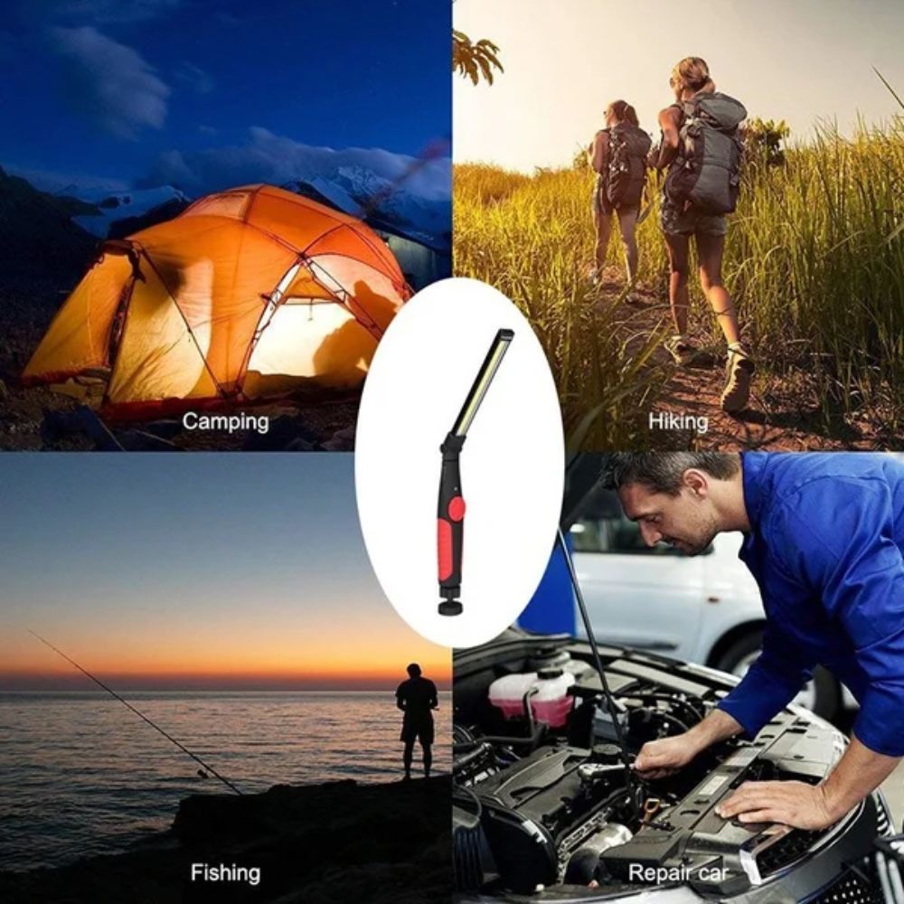 Portable Hook Folding Flashlight Portable COB LED Work Light Magnetic Base 360° Rotate Rechargeable Torch Handled Lamp Strip Lamp Rechargeable LED Lamp Emergency Lighting