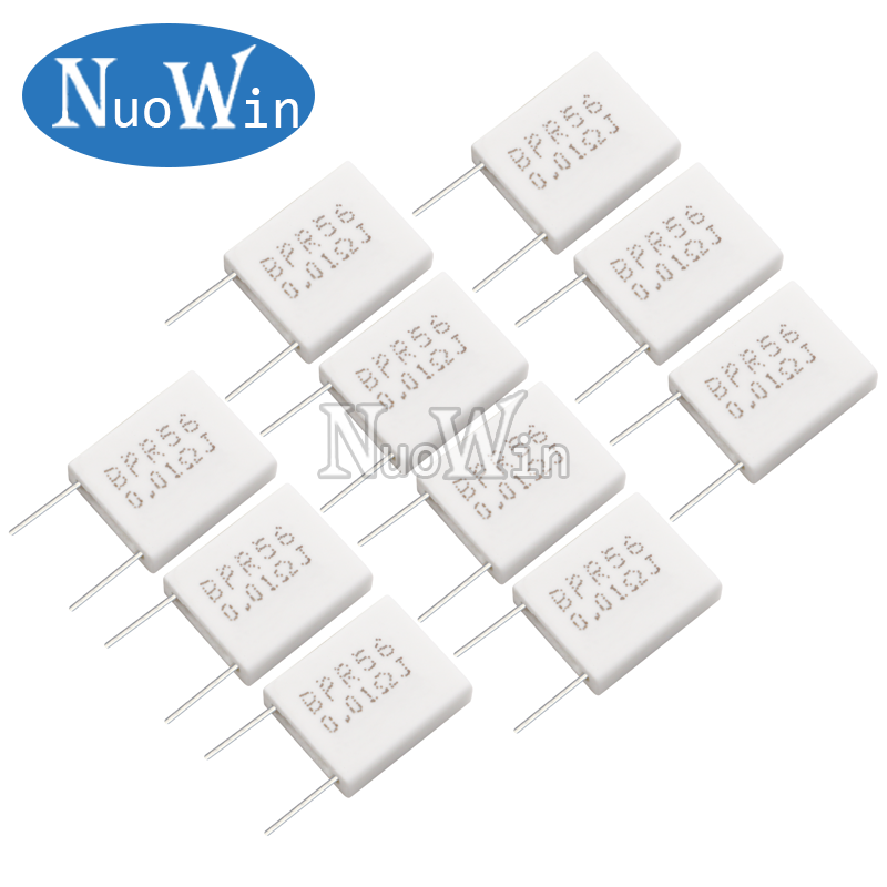 Non-Inductive Cement Resistor 5W Resistance 0.01 0.02 0.05 0.1 0.2 0.22 0.33 0.5 Ohm 10Pcs