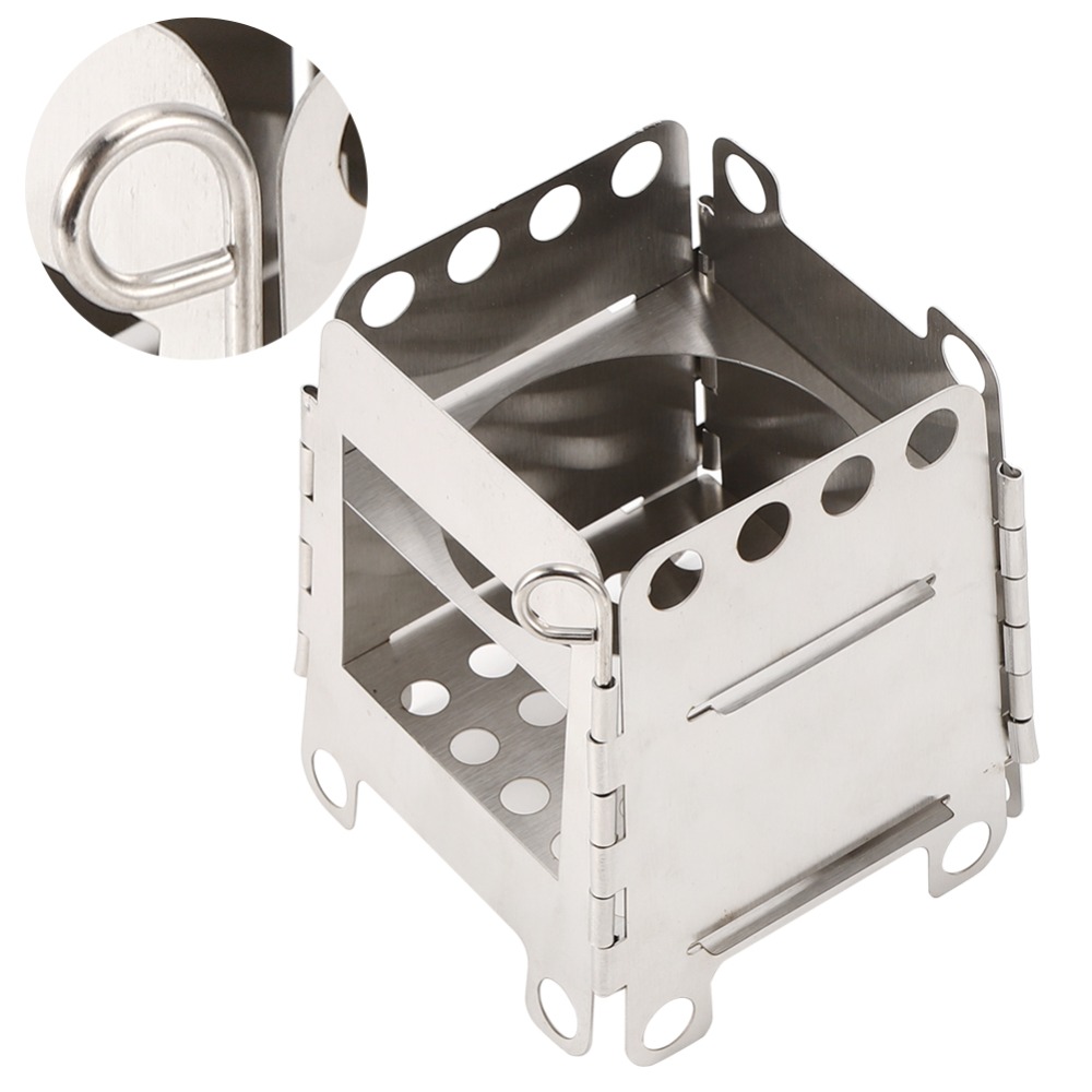 Lightweight Stainless Steel Camping Stove Foldable Detachable Ventilation Holes Wood Burning Stove Compact Portable Fire Pit Picnic