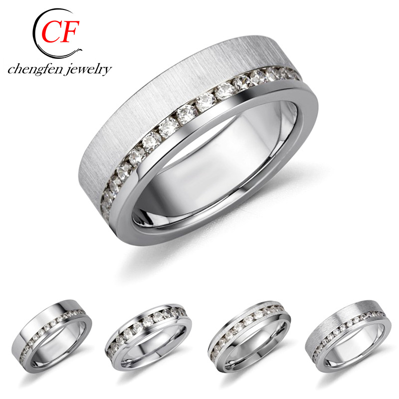 【Prices low- Now don't beslow】Fashionable Simple Ring Stainless Ring Press-inlaid Ring Flash Diamond Accessories Hip-hop Men's Titanium Steel Bracelet