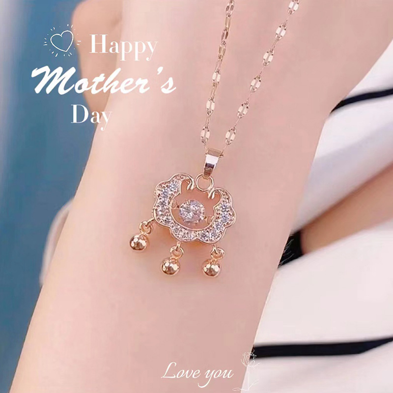 【Fresh designs】Creative New Smart Ruyi An Lock Necklace Women's Light Luxury Niche Sense Clavicle Chain Micro-inlaid Diamond Accessories