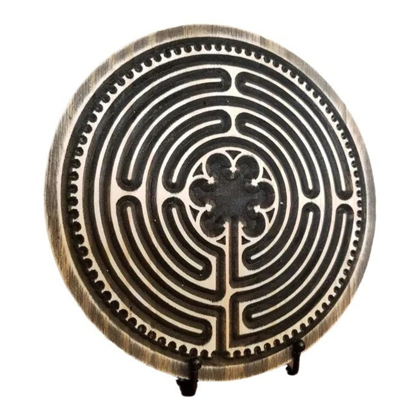 1 PCS Labyrinths Wood Labyrinths Finger Labyrinths Wooden Mindfulness Tool and Altar Decoration for Meditation and Prayer, M