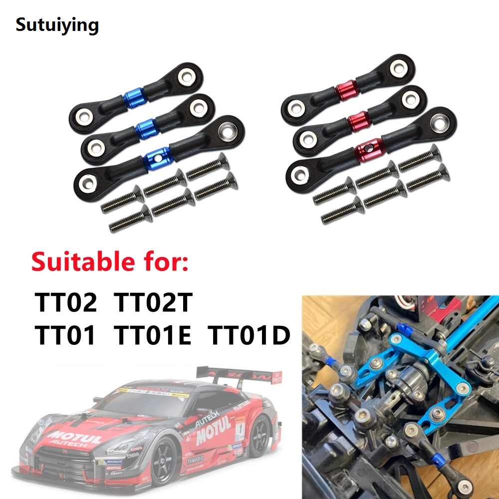 Sutuiying 3pcs Alloy Adjustable Tie Rod Tie Links Steering Rods For 1/10 Luxury TAMIYA TT02 TT02T TT01 TT01E TT01D RC Crawler Car Parts