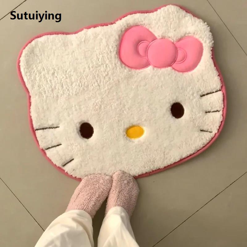 Sutuiying Kawaii Hello Kitty Sanrio Carpet Anime Floor Mat Bathroom Non-Slip Sales promotion Water Uptake Room Decoration Soft Door Mat Christmas Gifts