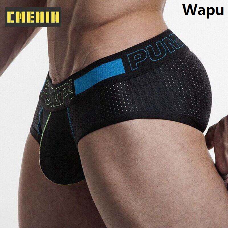 WapuOriginal (1 Pieces) PUMP Comfort Cotton Underwear Jockstrap Briefs Low Waist Men Bikini Underpants Male Panties Stripe Mens Inner H489