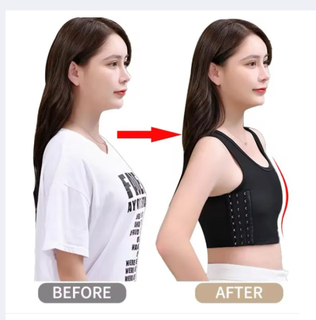 （NEW）Women Breathable Chest Breast Binder Side Buckle Short Vest Tops Chest Binder Underwear Tank Tops Wireless Chest Wrap Bandage- [Color -White ]