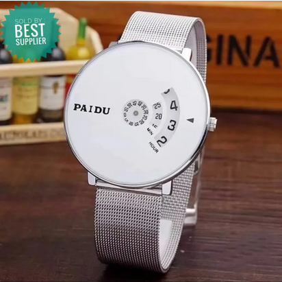 Paidu Turnable Dial P13 White Dial Round Shape Stainless Steels Fashionable Watch For Unisex